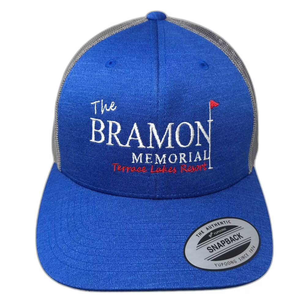 Team 365 Trucker Hat Blue Gray OS Bramon Memorial Terrace Lakes Resort Snapback